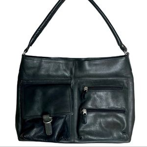 𝅺Vintage CHAOS Leather Shoulder Bag in Black